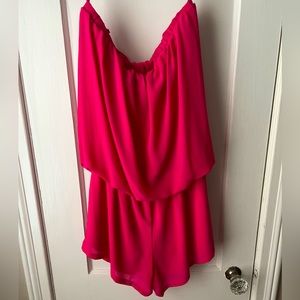 Naked Zebra Hot Pink Strapless Romper
